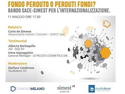 Fondo perduto o perduti fondi? Webinar con SACE-SIMEST l'11 maggio alle ore 17:00